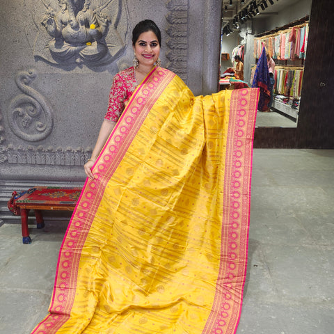 Fancy kanchi yellow saree