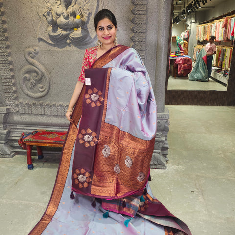 Fancy banaras Thistle purple saree