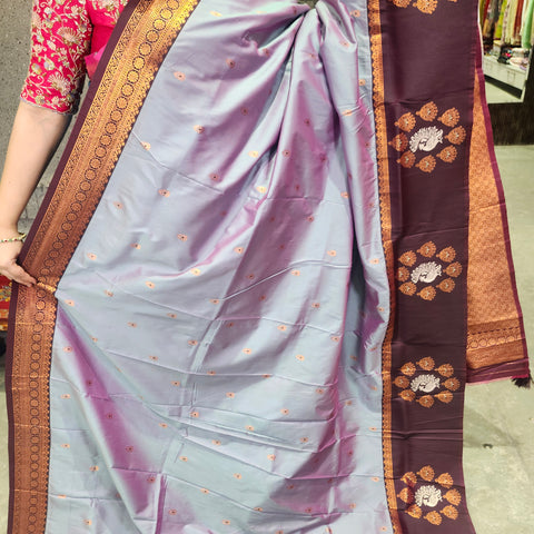 Fancy banaras Thistle purple saree