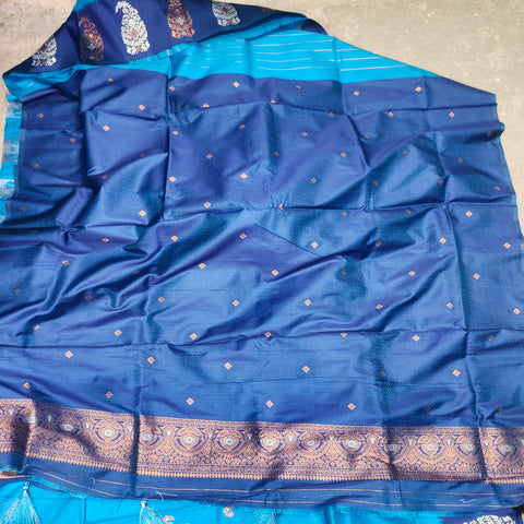 Fancy banaras vivid cerulean saree