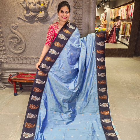 Fancy banaras light blue saree