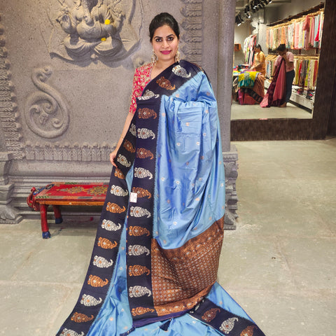 Fancy banaras light blue saree