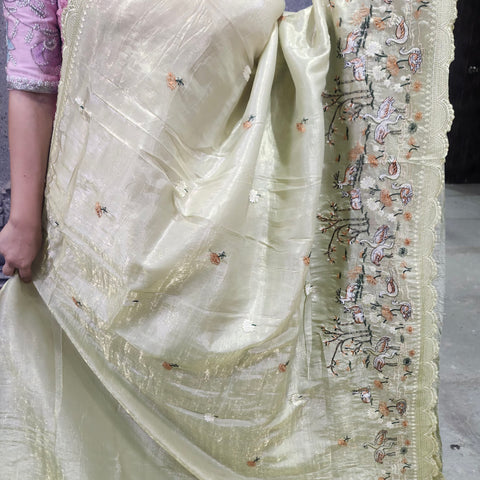 Crushed silk saree