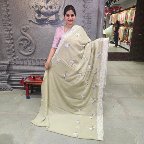 Crushed shiffon saree