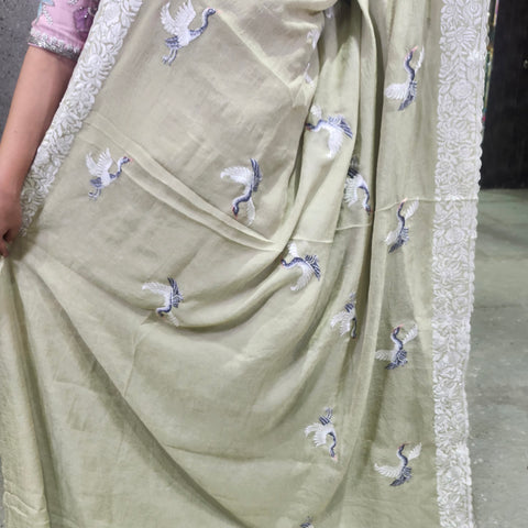 Crushed shiffon saree