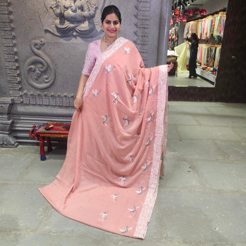 Crushed shiffon saree