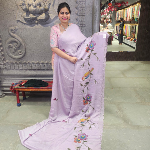 Crushed chiffon saree