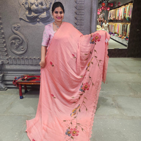 Crushed chiffon saree