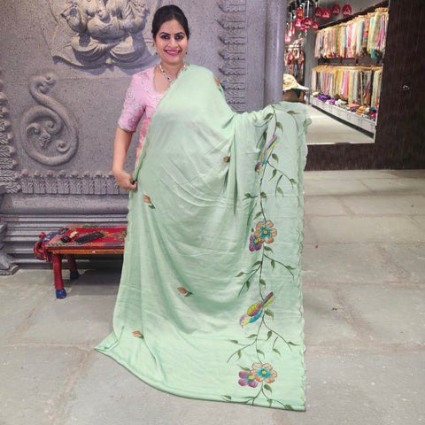 Crushed chiffon saree