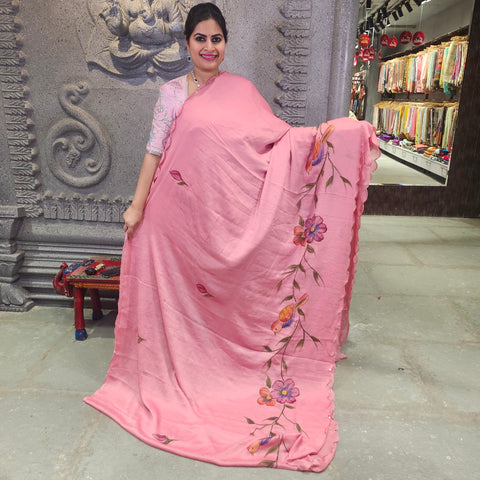 Crushed chiffon saree