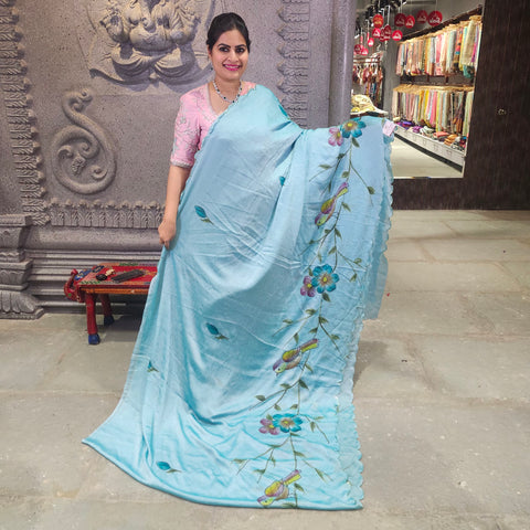 Crushed chiffon saree