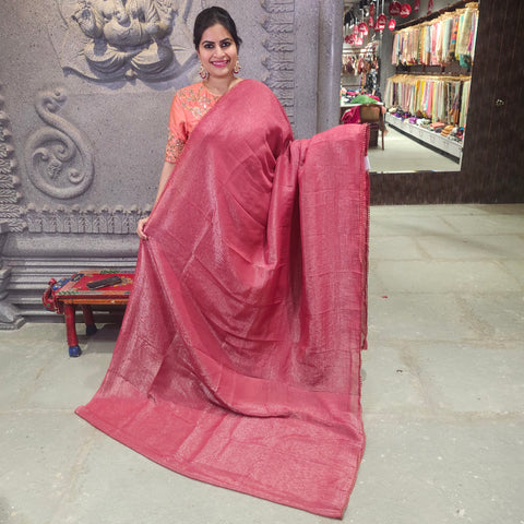 Plain Crushed Silk Saree With embroidery Blouse