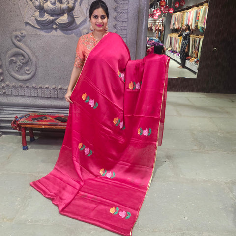 Hand painted satin crepe saree