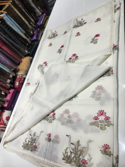 Cotton Kota Crane & Lotus Saree