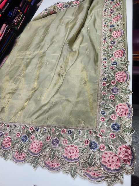 Pure tissue Thread Work Saree