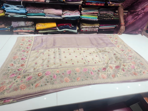 Pure Tissue Lotus Design Saree 1