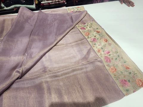 Pure Tissue Lotus Design Saree 1