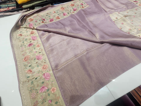 Pure Tissue Lotus Design Saree 1