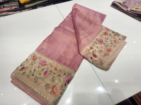 Pure Tissue Lotus Design Saree 1