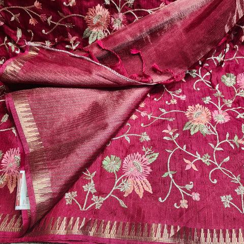 Tussar Embroidery Sarees-02