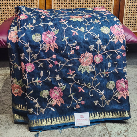 Tussar Embroidery Sarees-03