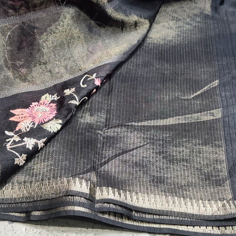 Tussar Embroidery Sarees-04