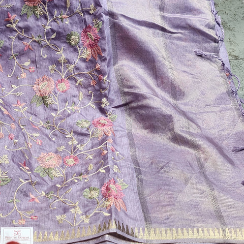 Tussar Embroidery Sarees-06