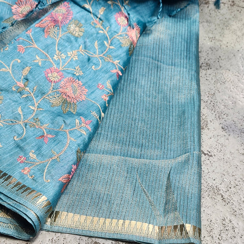 Tussar Embroidery Sarees-07