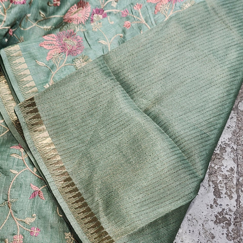 Tussar Embroidery Sarees-09
