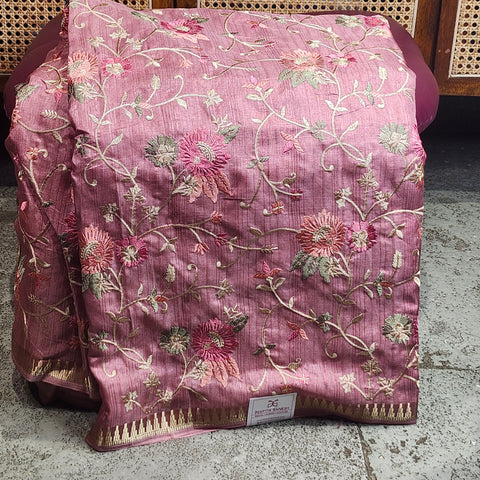 Tussar Embroidery Sarees-08