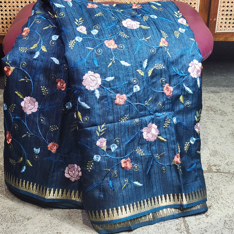 Tussar Embroidery Sarees-10