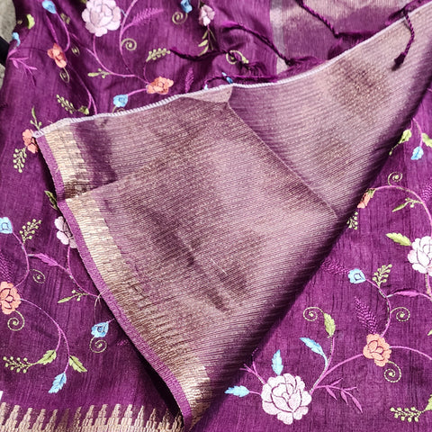 Tussar Embroidery Sarees-11