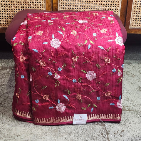 Tussar Embroidery Sarees-12