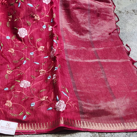 Tussar Embroidery Sarees-12