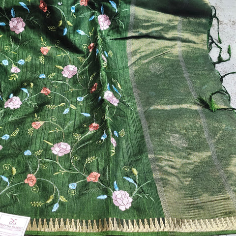 Tussar Embroidery Sarees-13