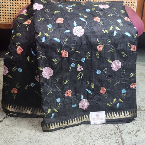 Tussar Embroidery Sarees-14