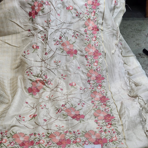 Tussar Embroidery Sarees-15