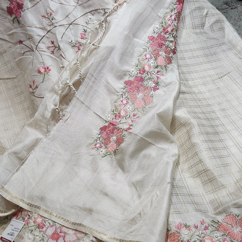 Tussar Embroidery Sarees-15