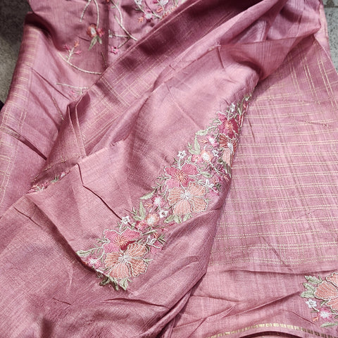 Tussar Embroidery Sarees-16