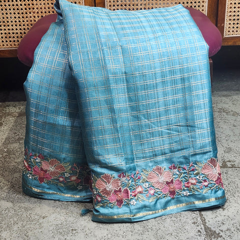 Tussar Embroidery Sarees-17