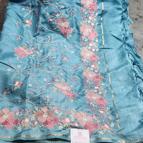 Tussar Embroidery Sarees-17