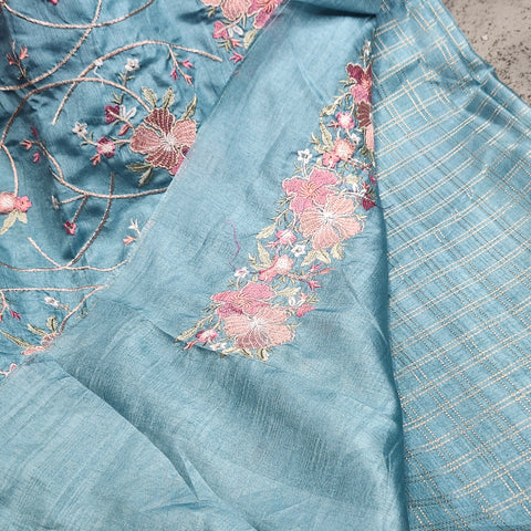 Tussar Embroidery Sarees-17