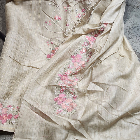 Tussar Embroidery Sarees-18