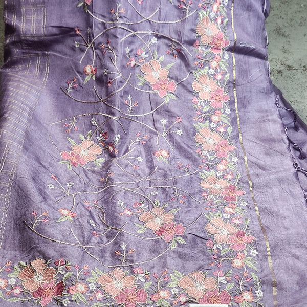 Tussar Embroidery Sarees-19