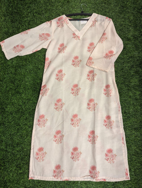Organic Cotton Printed Kurti | Off White (21)