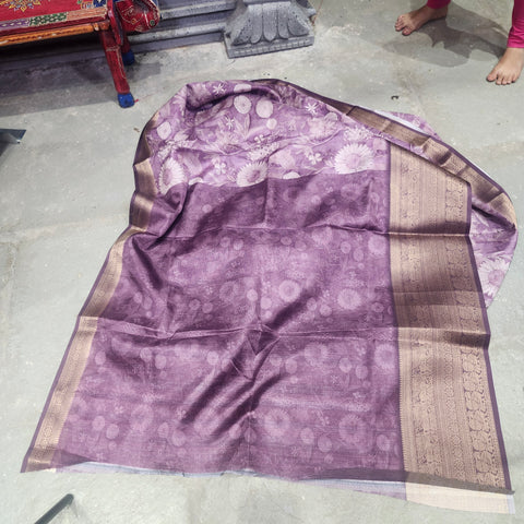 Soft purple digital printed kota saree