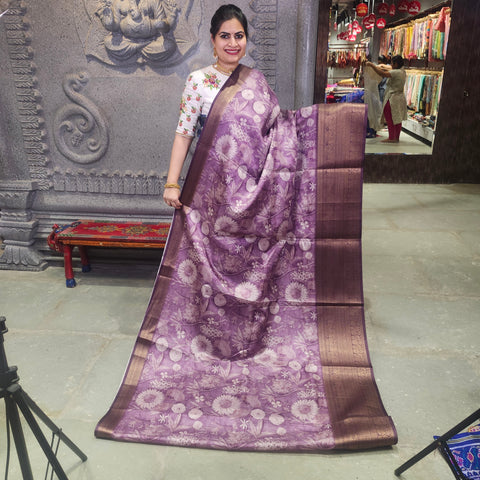 Soft purple digital printed kota saree