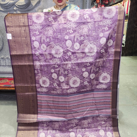 Soft purple digital printed kota saree