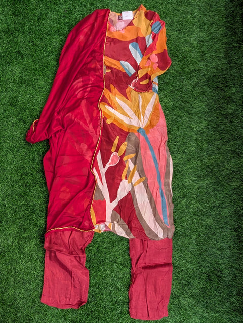 Italian Crepe Printed Kurti | Deep Red Print (26)