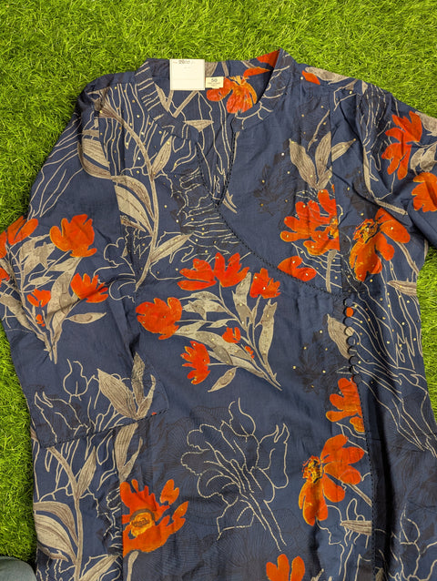 Cotton Printed Kurthi | Blue Floral Print (29)